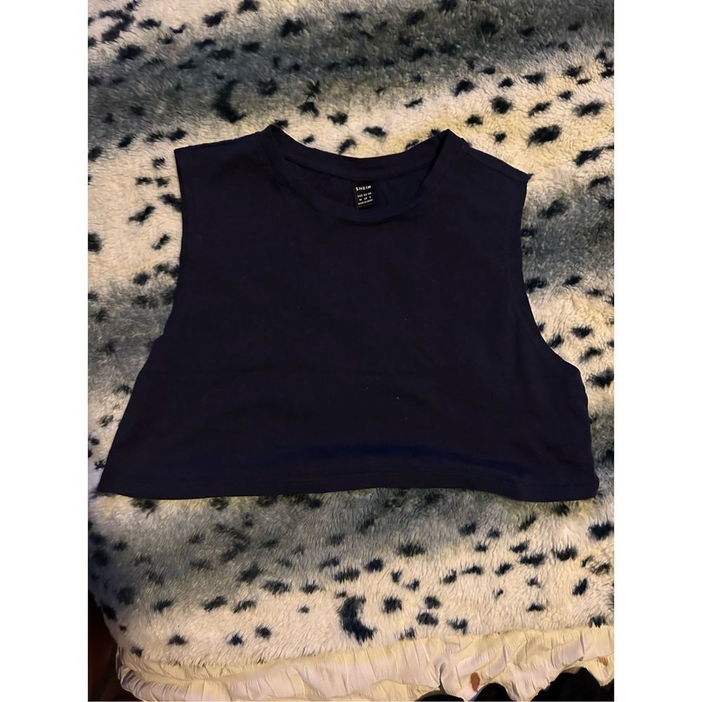 Navy Crop Top - Cotton - Size M